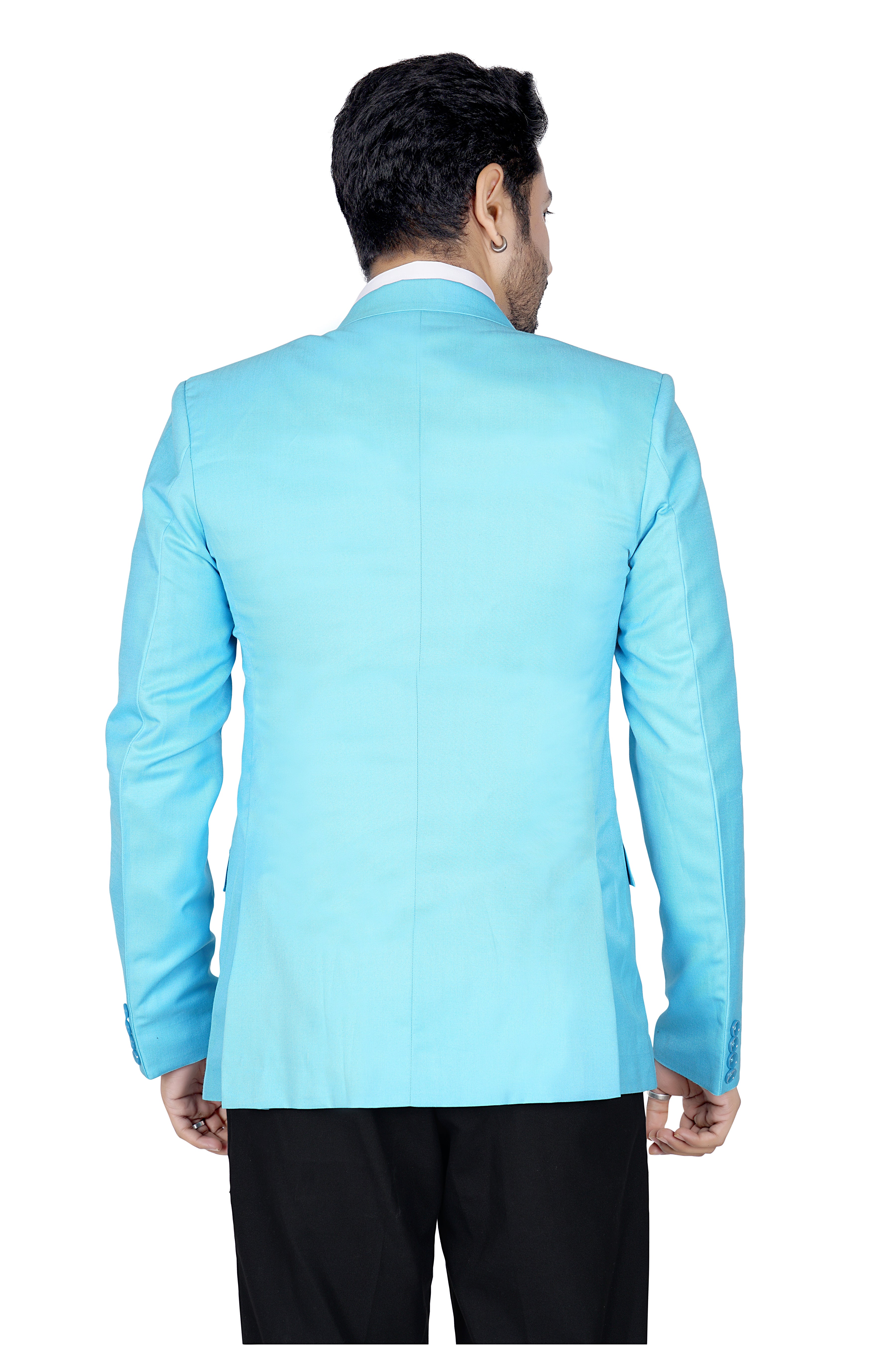 Men’s Premium Sky Blue Partywear Blazer | Slim Fit Formal & Wedding Coat for Men