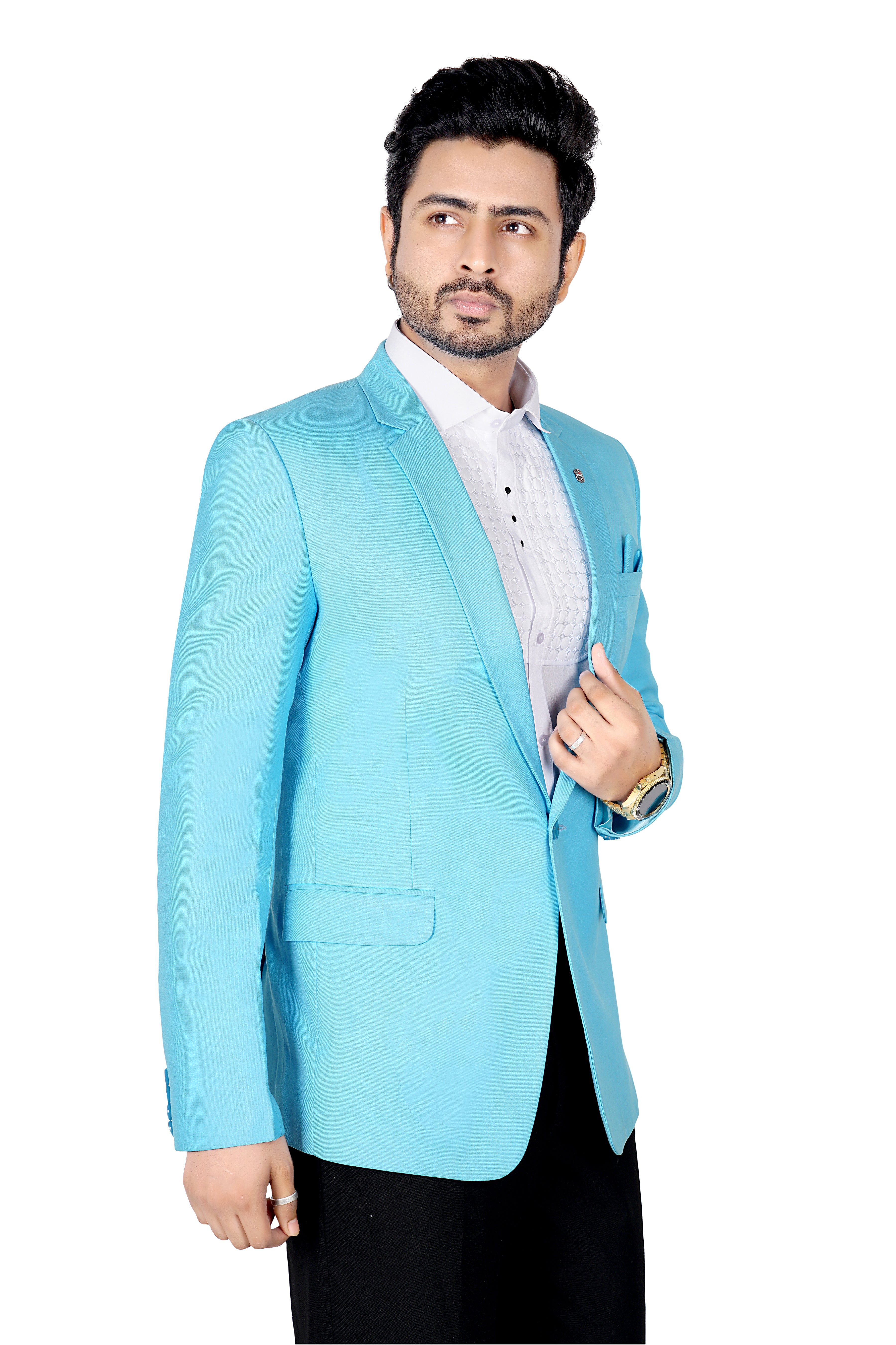 Men’s Premium Sky Blue Partywear Blazer | Slim Fit Formal & Wedding Coat for Men