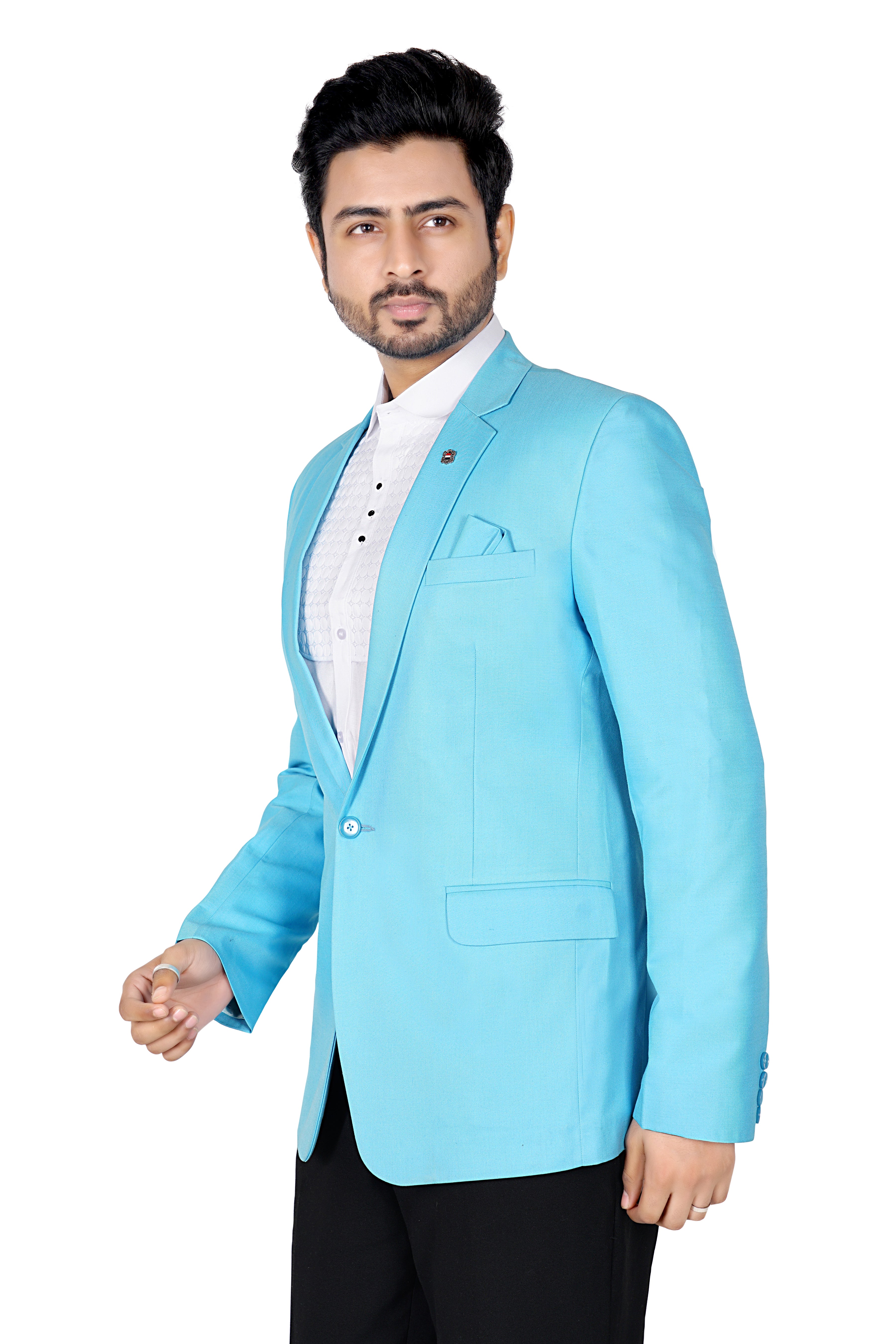 Men’s Premium Sky Blue Partywear Blazer | Slim Fit Formal & Wedding Coat for Men