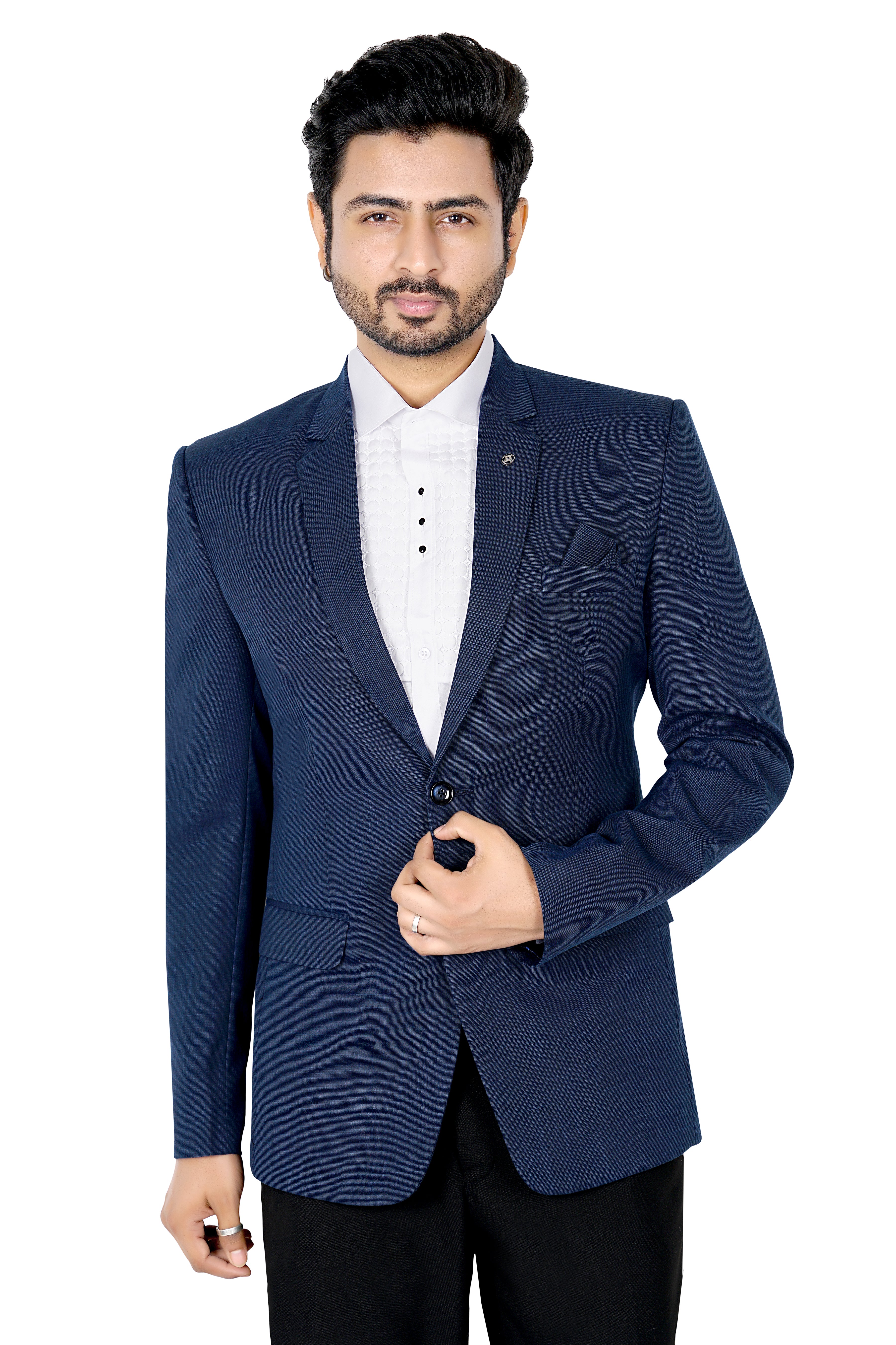 Rameez Men’s Premium Navy Blue Partywear Blazer | Slim Fit Formal & Wedding Coat