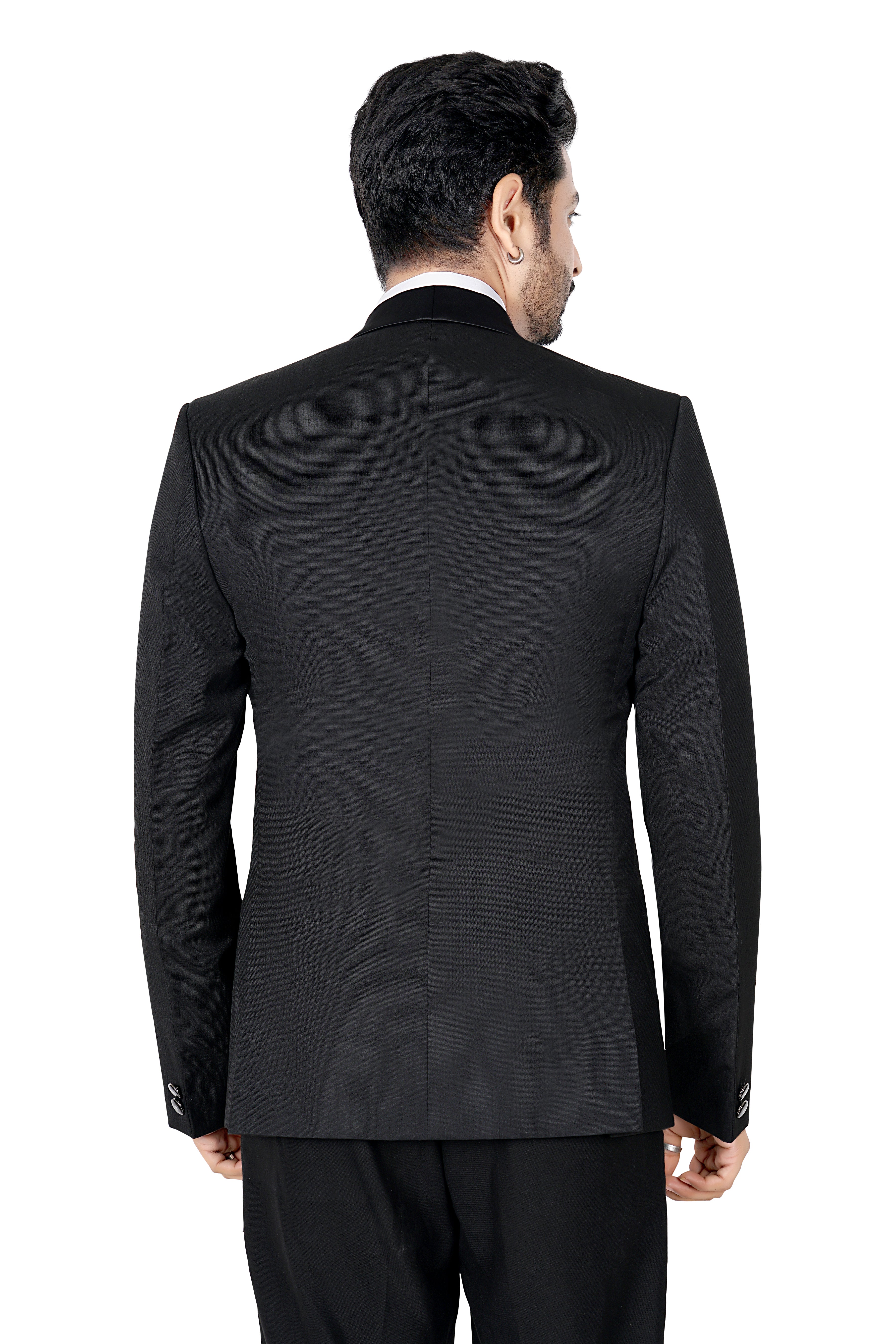 Rameez Men’s Premium Black Tuxedo Blazer | Slim Fit Partywear & Wedding Formal Suit
