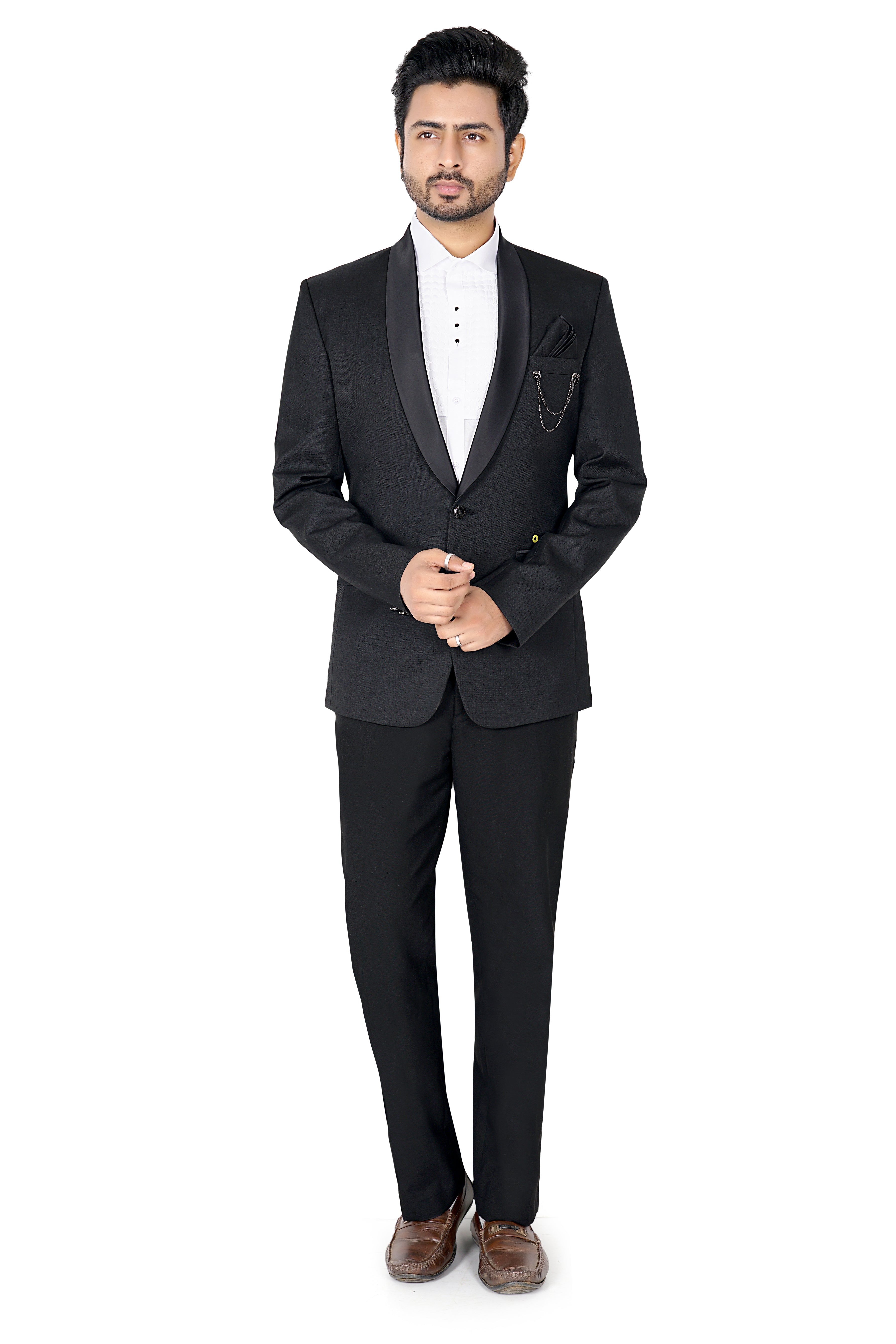 Rameez Men’s Premium Black Tuxedo Blazer | Slim Fit Partywear & Wedding Formal Suit