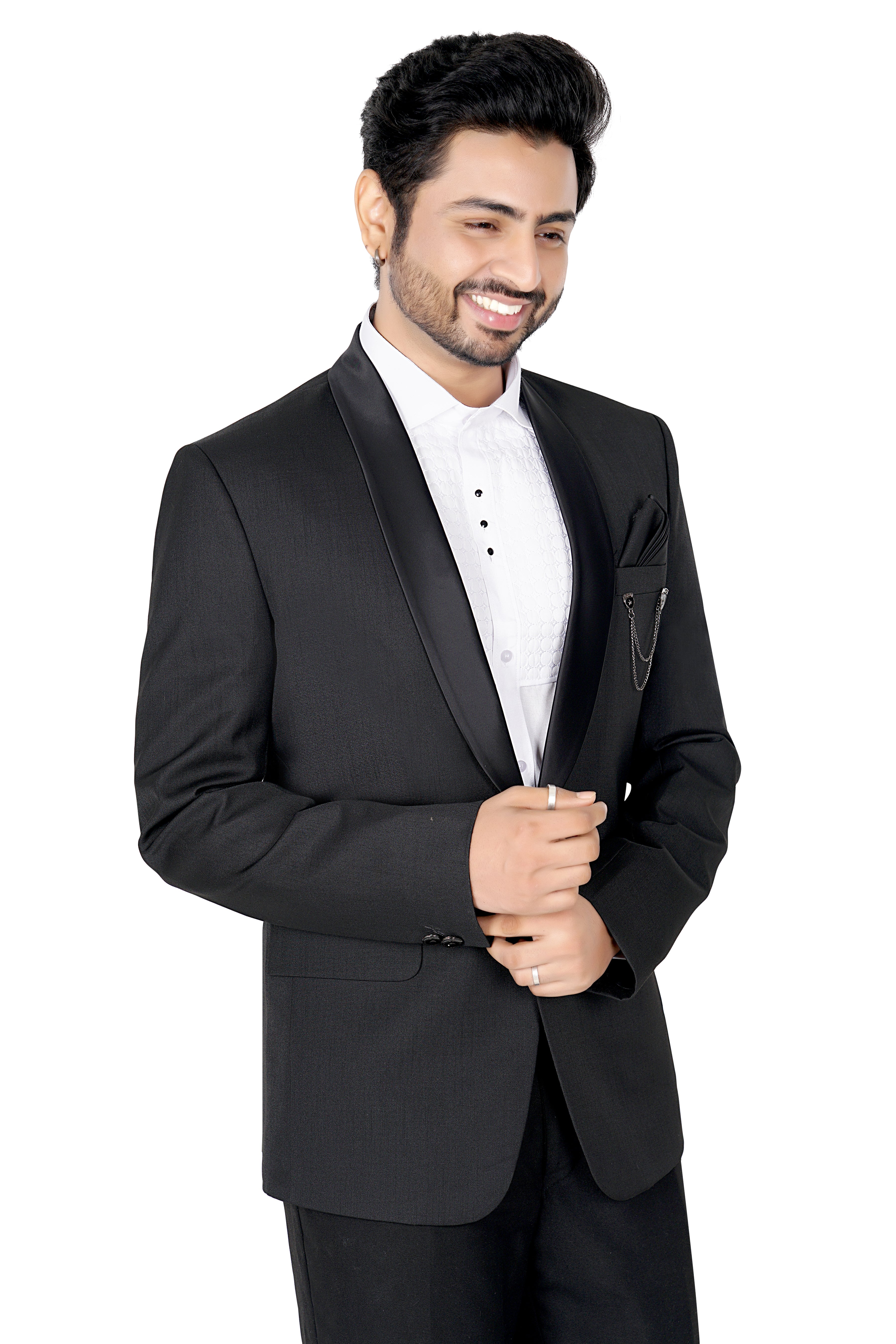 Rameez Men’s Premium Black Tuxedo Blazer | Slim Fit Partywear & Wedding Formal Suit