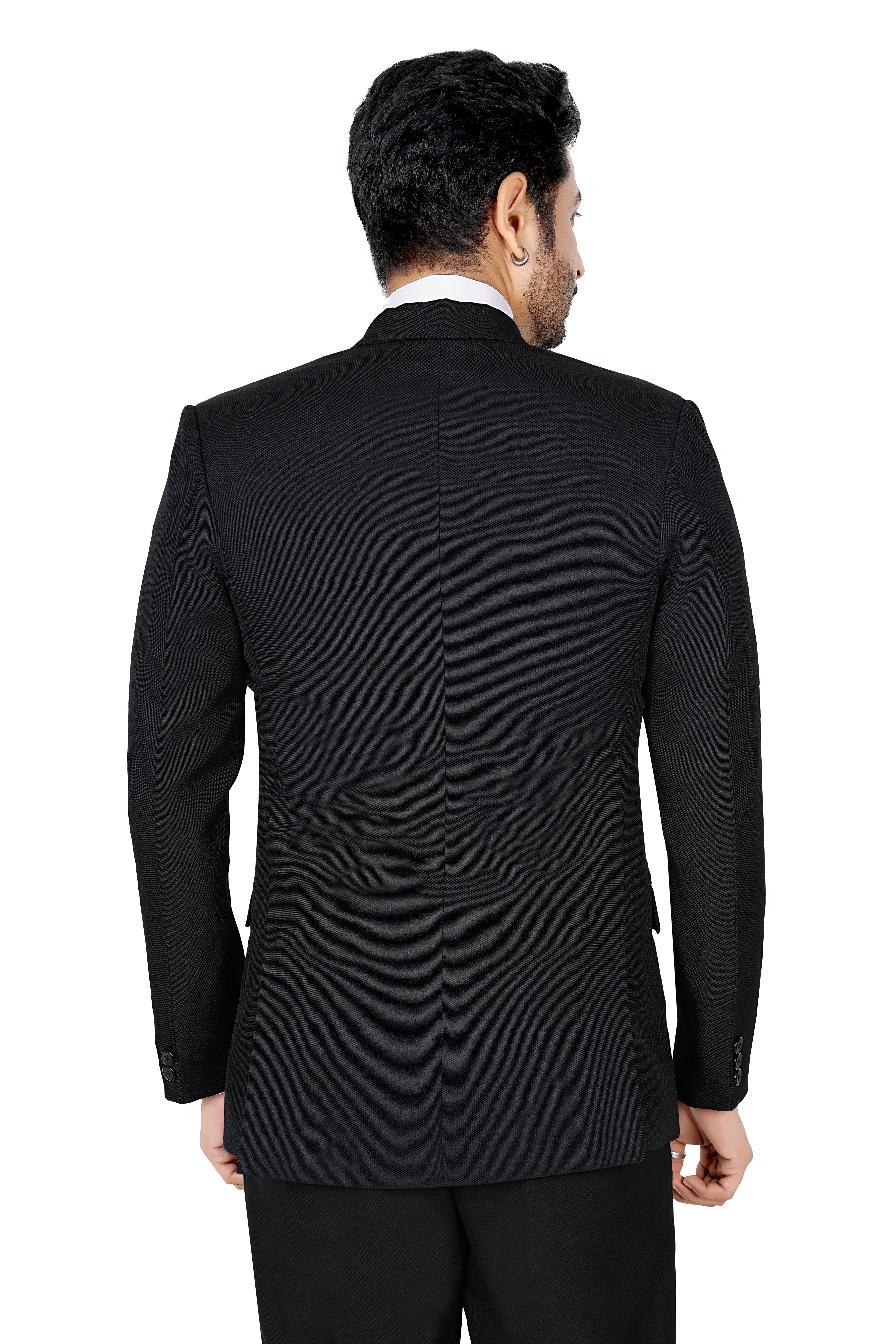 Rameez Men’s Classic Black Formal Suit | Slim Fit Office, Party & Wedding Wear Blazer